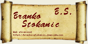 Branko Stokanić vizit kartica